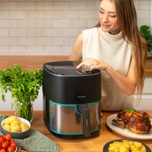 Cecofry Fantastik Inox 6500 Pack Freidora sin aceite airfryer digital de 1700 W y 6,5 L. Diseño con acabados en acero inoxidable y paquete de accesorios.