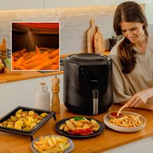 Cecofry Rain Freidora sin aceite airfryer de 5,5 L con spray de aceite incorporado, pulverización automática y manual con 7 niveles. Tecnología avanzada de aire caliente, 1550 W, panel de control táctil multifunción, termostato regulable, función de autolimpieza, 8 menús preconfigurados y rejilla de seguridad.