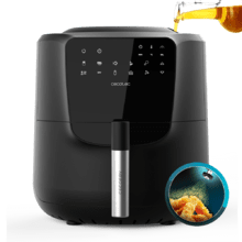 Cecofry Rain Fritadeira de ar de 5,5 l com spray de óleo incorporado, pulverização automática e manual com 7 níveis. Tecnologia avançada de ar quente, 1550 W, painel de controlo tátil multifunções, termóstato ajustável, função de autolimpeza, 8 menus pré-definidos e grelha de segurança.