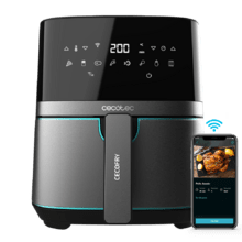 Cecofry Full InoxBlack 5500 Connected. Freidora sin aceite airfryer dietética con área de cocinado de 5,5 L acabados en acero inoxidable y APP.