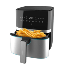 Cecofry Full Inox 5500 Pro Fritadeira de dieta digital, com acabamentos em aço inoxidável, sem óleo, de 5,5 L de capacidade, com tecnologia PerfectCook.