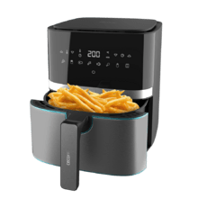 Friteuse à air chaud sans huile Cecofry Full InoxBlack 5500 Pro 5,5 L. 1 700 W, diététique et numérique, écran tactile, finitions en acier inoxydable, technologie PerfectCook, thermostat, 8 modes