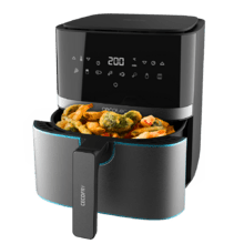 Cecofry Full InoxBlack 5500 Connected Pack Freidora sin aceite airfryer digital, con acabados en acero inoxidable oscurecido, sin aceite, área de cocinado de 5,5 L, tecnología PerfectCook, APP y accesorios.