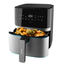 Cecofry Full Inox 5500 Connected Pack, Digitale Fritteuse ohne Öl, mit Edelstahl-Finish, ölfrei, 5,5 L Garraum, PerfectCook-Technologie, APP und Zubehör.