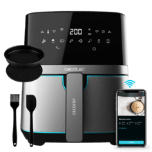 Cecofry Full Inox 5500 Connected Pack Freidora sin aceite airfryer digital, con acabados en acero inoxidable, sin aceite, área de cocinado de 5,5 L, tecnología PerfectCook, APP y accesorios.