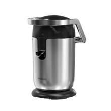 Espremedor de braço elétrico Xqueeze Bullet Pro para laranjas e frutas cítricas com 600 W de potência, filtro de plástico e cone. A forma superior permite que o cone fique completamente protegido.