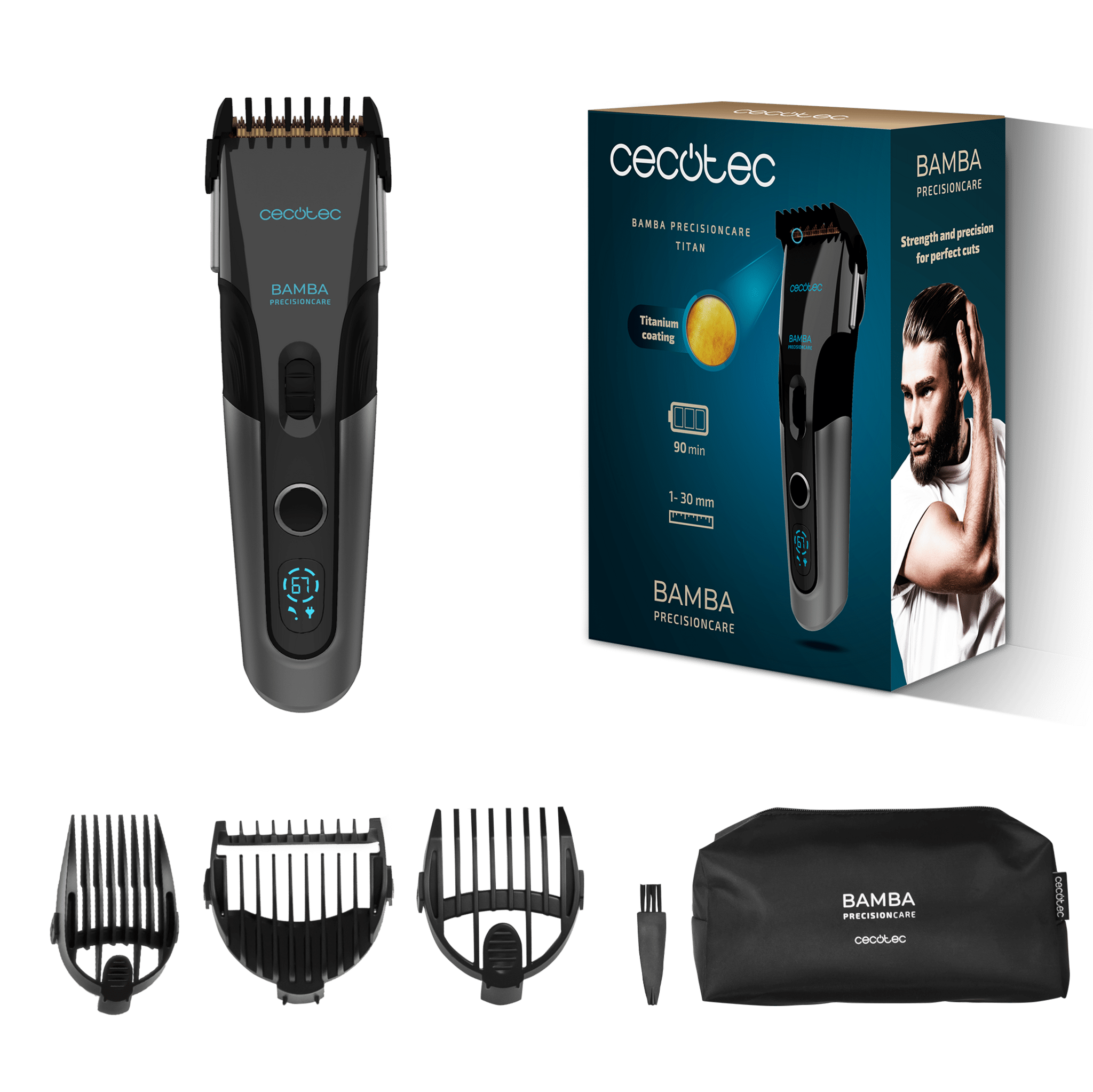Cecotec Bamba PrecisionCare Titan con caja, peines guía y accesorios