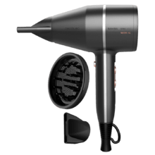 Bamba IoniCare 5500 PowerStyle M, Secador de pelo Ionico de diseño con motor AC, de gran caudal de aire, con iones reales, sistema Perfect Colour, con difusor y accesorios profesionales (Gris)