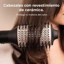 Bamba CeramicCare AirGlam Y Cepillo de aire moldeador de pelo, secador, alisador y rizador multifunción 8 en 1 con tecnología Coanda que moldea, riza, peina, seca y elimina el efecto frizz. Con 3 velocidades, 3 temperaturas, y control inteligente del calor. Motor digital 1400 W de potencia y 110000 rpm.