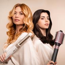 Bamba CeramicCare AirGlam Black Multifunktionaler 8-in-1-Styler mit Coanda-Technologie, der formt, lockt, stylt, trocknet und Frizz beseitigt. Mit 3 Geschwindigkeiten, 3 Temperaturen und intelligenter Wärmeregelung. Digitaler Motor mit 1400 W Leistung und 110.000 U/min. Keramisch beschichtete Köpfe, Keratin und Mandelöl.