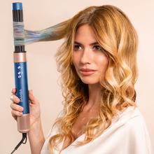 Bamba CeramicCare AirGlam Blue Multifunktionaler 8-in-1-Styler mit Coanda-Technologie, der formt, lockt, stylt, trocknet und Frizz beseitigt. Mit 3 Geschwindigkeiten, 3 Temperaturen und intelligenter Wärmeregelung. Digitaler Motor mit 1400 W Leistung und 110.000 U/min. Keramisch beschichtete Köpfe, Keratin und Mandelöl.