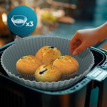 Cecofry Bucket Pack Accesories S Pack de 3 moules circulaires en silicone pour friteuses à air. 19x6 cm et 130 grammes chacun.