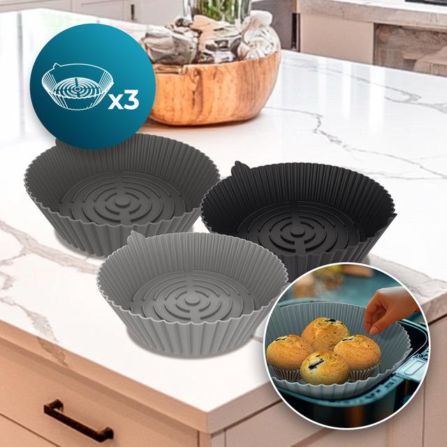 Cecofry Bucket Pack Accesories Conjunto de 3 formas circulares de silicone para fritadeiras de ar quente (22x6 cm e 160 g).