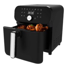 Cecofry Smokin' Duo 6000 Friteuse à air avec double résistance pour un grillage parfait de la viande, fonction Fumage, capacité de 6 litres et puissance de 2200 W pour des plats sains.