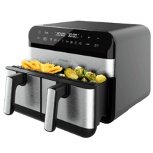 Fritadeira Cecofry Advance 9000 Inox Digital com 9 L de capacidade e 2800 W de potência, acabamento em aço inoxidável e com dois cestos de temperatura dupla