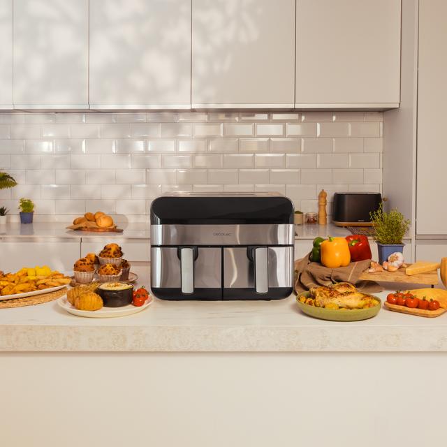 Grille Pour Air Fryer Moljaus - Compatible Cecofry Dual 9000 & Advance Window 9L - Acier Inox S304 29x20 Cm - Double Hauteur