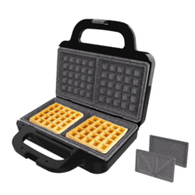 Rock'nToast Deep 3in1 Sandwichera grill gofrera con capacidad para dos sandwiches con rellenos generosos y 3 pares de placas desmontables.