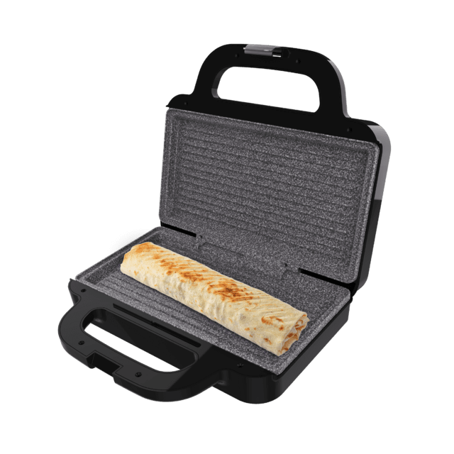 Rock'nToast Deep 3in1 Sandwichera grill gofrera con capacidad para dos sandwiches con rellenos generosos y 3 pares de placas desmontables.