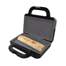 Sandwichera con capacidad para dos sandwiches con rellenos generosos y 3 pares de placas desmontables.