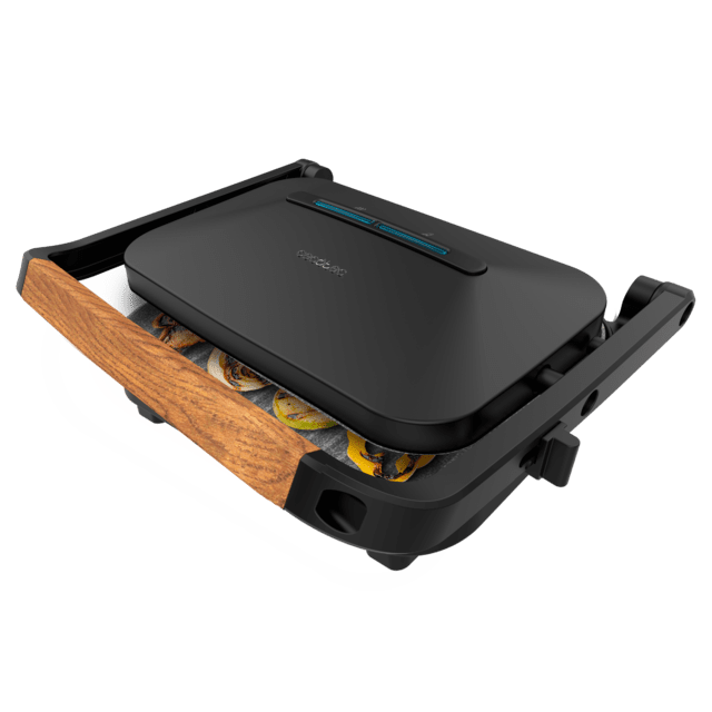 Rock'nGrill 1200 Wood B Parrilla eléctrica, con revestimiento de piedra RockStone y 1300 W de potencia.