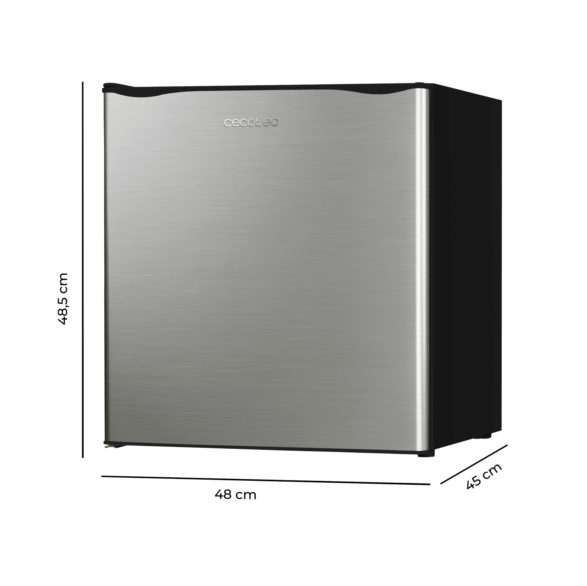 Cecotec Nevera Pequeña Frigorífico Mini Minibar 46L GrandCooler 20000 SilentCompress Black E. Altura 48,7cm, 48 cm de Ancho, Bajo Consumo, Puerta Reversible, Funcionamiento Cíclico, Negro
