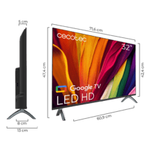 TV LED A4 series ALH40032 Televisore LED da 32" con risoluzione Full HD, sistema operativo Google TV, Google Voice Assistant e Chromecast.