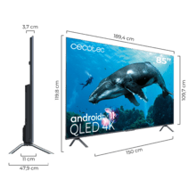 TV QLED V3+ series VQU30085+ Televisión QLED de gran pulgada con 85" resolución 4K UHD y Android TV 11, Full Array Local Dimming, 120 Hz, Altavoces con 60W, Dolby Vision & Atmos, Wide Colour Gammut, HDR10, HDM 2.1, USB 3.0, CORTEX A55, Google Voice Assitant y Chromecast.