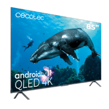 TV QLED V3+ series VQU30085+ M Televisión QLED de gran pulgada con 85" resolución 4K UHD y Android TV 11, Full Array Local Dimming, 120 Hz, Altavoces con 60W, Dolby Vision & Atmos, Wide Colour Gammut, HDR10, HDM 2.1, USB 3.0, CORTEX A55, Google Voice Assitant y Chromecast.