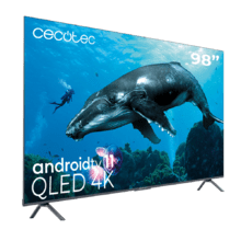 TV QLED V3+ series VQU30098+ M Televisión QLED de gran pulgada con 98" resolución 4K UHD y Android TV 11, Full Array Local Dimming, 120 Hz, Altavoces con 60W, Dolby Vision & Atmos, Wide Colour Gamut, HDR10, HDM 2.1, USB 3.0, CORTEX A55, Google Voice Assitant y Chromecast.