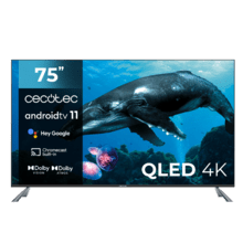 TV QLED V2 Series VQU20075S TV QLED de 75" com resolução 4K UHD, sistema operativo Android TV 11, Google Voice Assitant e Chromecast, sistema Dolby Vision & Atmos.