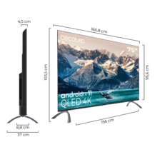 TV QLED V2 Series VQU20075S TV QLED de 75" com resolução 4K UHD, sistema operativo Android TV 11, Google Voice Assitant e Chromecast, sistema Dolby Vision & Atmos.