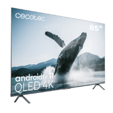 TV QLED V3+ series VQU30085+S Televisión QLED de gran pulgada con 85" resolución 4K UHD y Android TV 11, Full Array Local Dimming, 120 Hz, Altavoces con 60W, Dolby Vision & Atmos, Wide Colour Gammut, HDR10, HDM 2.1, USB 3.0, CORTEX A55, Google Voice Assitant y Chromecast.