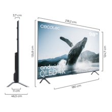 TV QLED V3+ series VQU30098+S Televisión QLED de gran pulgada con 98" resolución 4K UHD y Android TV 11, Full Array Local Dimming, 120 Hz, Altavoces con 60W, Dolby Vision & Atmos, Wide Colour Gammut, HDR10, HDM 2.1, USB 3.0, CORTEX A55, Google Voice Assitant y Chromecast.