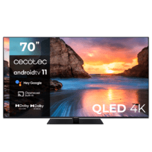 TV Série V1Z+ VQU11070Z+ Televisão QLED de 70” com resolução 4K UHD, sistema operacional Android TV 11, subwoofers, Chromecast, HDR10+, Google Voice Assistant, classe E.