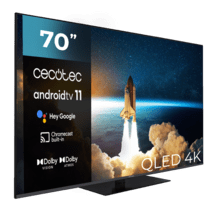 TV V1Z+ Series VQU11070Z+S Televisión QLED 70” con resolución 4K UHD, sistema operativo Android TV 11, subwoofers, Chromecast, HDR10+, Asistente de voz de Google, clase E.