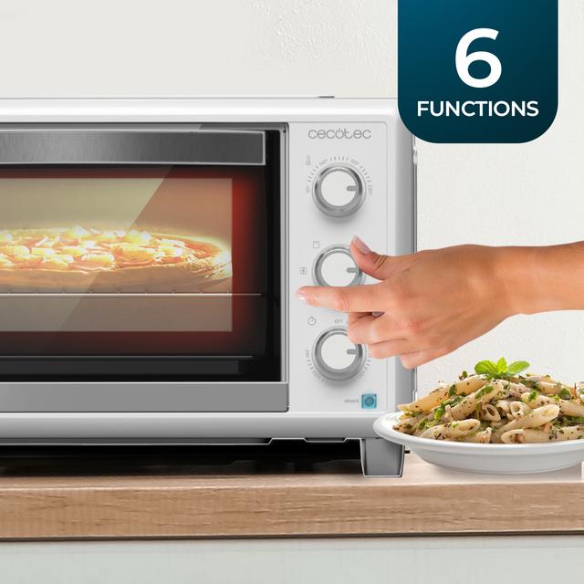 Bake&Toast 2600 White 4Pizza Forno elettrico a convezione da 26 litri con pietra speciale per pizza e 6 funzioni diverse.