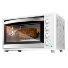 Bake&Toast 4600 White Gyro Mini-Forno com capacidade de 46 litros, 12 funções combináveis, alta potência de 2000 W e espeto rotativo.