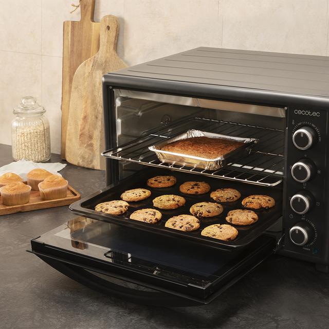 Bake&Toast 6090 Black Gyro Tischofen mit großem Fassungsvermögen von 60 Litern, 12 kombinierbaren Funktionen, großer Leistung von 2200 W und rotierendem Bräter.