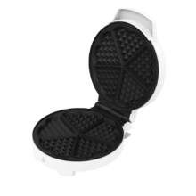 Fun Gofrestone Round Gaufrier avec finitions en acier inoxydable et 1000 W de puissance, idéal pour cuire une grande gaufre ou 5 gaufres en forme de cœur.