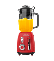 Power Black Titanium RetroRed Batidora de vaso retro con 1200W de potencia máxima, cuchilla de 4 hojas con recubrimiento de titanio negro y jarra con 1,5L de capacidad.