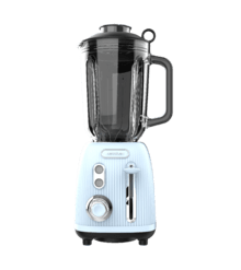 Power Black Titanium RetroBlue Liquidificador de copo retro de 1200 W com 4 lâminas com revestimento de titânio preto e um jarro com capacidade para 1,5 L.