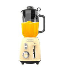 Power Black Titanium RetroYellow Liquidificador de copo retro de 1200 W com 4 lâminas com revestimento de titânio preto e um jarro com capacidade para 1,5 L.