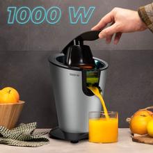 EssentialVita PowerFresh 1000 Inox Exprimidor eléctrico de brazo con 1000 W, cuerpo y filtro de acero inoxidable y dos conos desmontables.