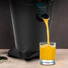 EssentialVita PowerFresh 1000 Black Elektrischer Arm-Entsafter mit 1000 W, Gehäuse und Filter aus Edelstahl, Soft Touch und zwei abnehmbaren Kegeln.