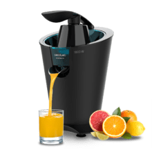 EssentialVita PowerFresh 1000 Black Presse-agrumes électrique de 1000 W avec bras levier, une unité Soft Tocuh, deux cônes démontables et un filtre en acier inoxydable.