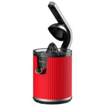 Xqueeze RetroJuice 600 Red Spremiagrumi elettrico per arance e agrumi a braccio retrò con 600 W di potenza, filtro in acciaio inox, un cono in plastica, leva per estrarre la polpa e sistema antigoccia.