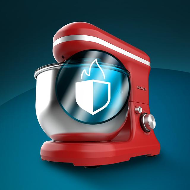 Cecomixer Meringue 5L 1200 Mixer Gelato Rosso Mixer con 5 funzioni, design elegante e accessori per mescolare e impastare. Include la funzione per preparare il gelato.