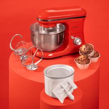 Cecomixer Meringue 5L 1200 Mixer Gelato Rosso Mixer con 5 funzioni, design elegante e accessori per mescolare e impastare. Include la funzione per preparare il gelato.