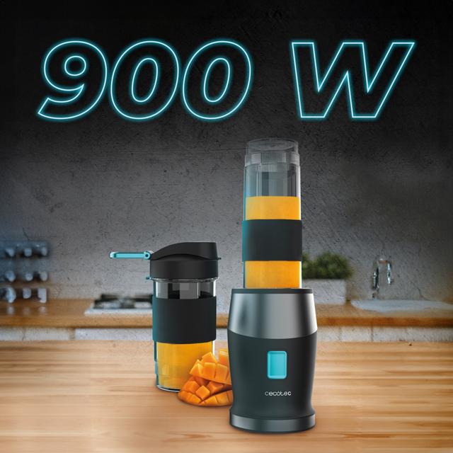 Power Titanium 900 ProGo Blender smoothie avec 2 bouteilles portables de 570 ml, 4 lames avec revêtement en titane noir et 900 W.