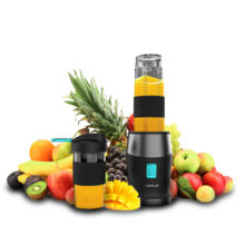 Power Titanium 900 ProGo Liquidificador de smoothies com 2 copos portáteis, 4 lâminas com revestimento de titânio preto e 900 W.